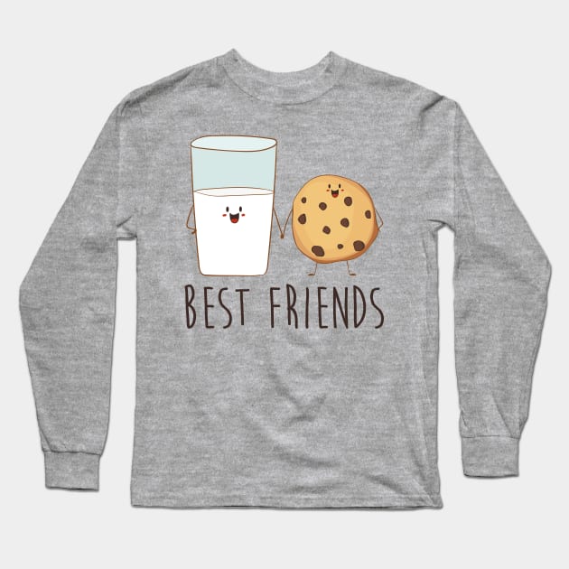 Best Friends Milk And Cookie Cute Cookie Long Sleeve T-Shirt by Dreamy Panda Designs